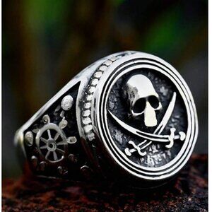 Gothic Motorcycle Pirate Skull Ring - Men's